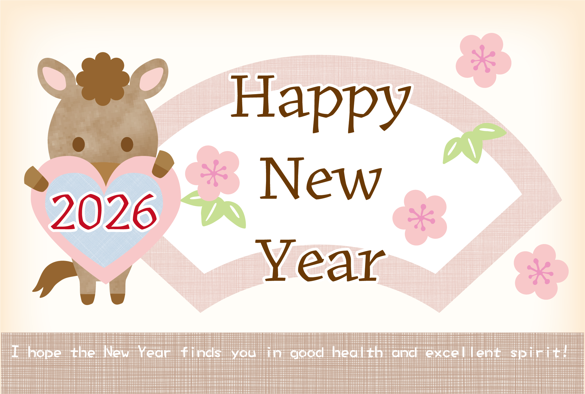 2026年賀状デザイン無料テンプレート「かまくらとかわいい馬」無料フリーイラスト素材集 Frame illust