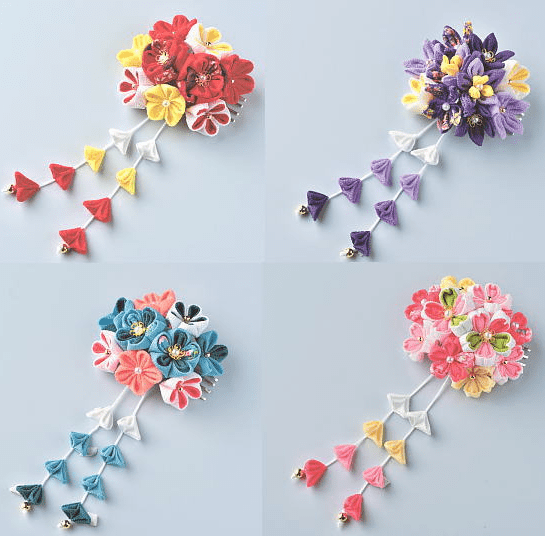 つまみ細工 髪飾り 七五三 スリーピン 女児 ぱっちん留め きもの館 創美苑