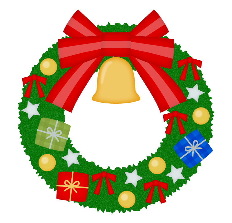 かわいいクリスマスリース：イラスト無料