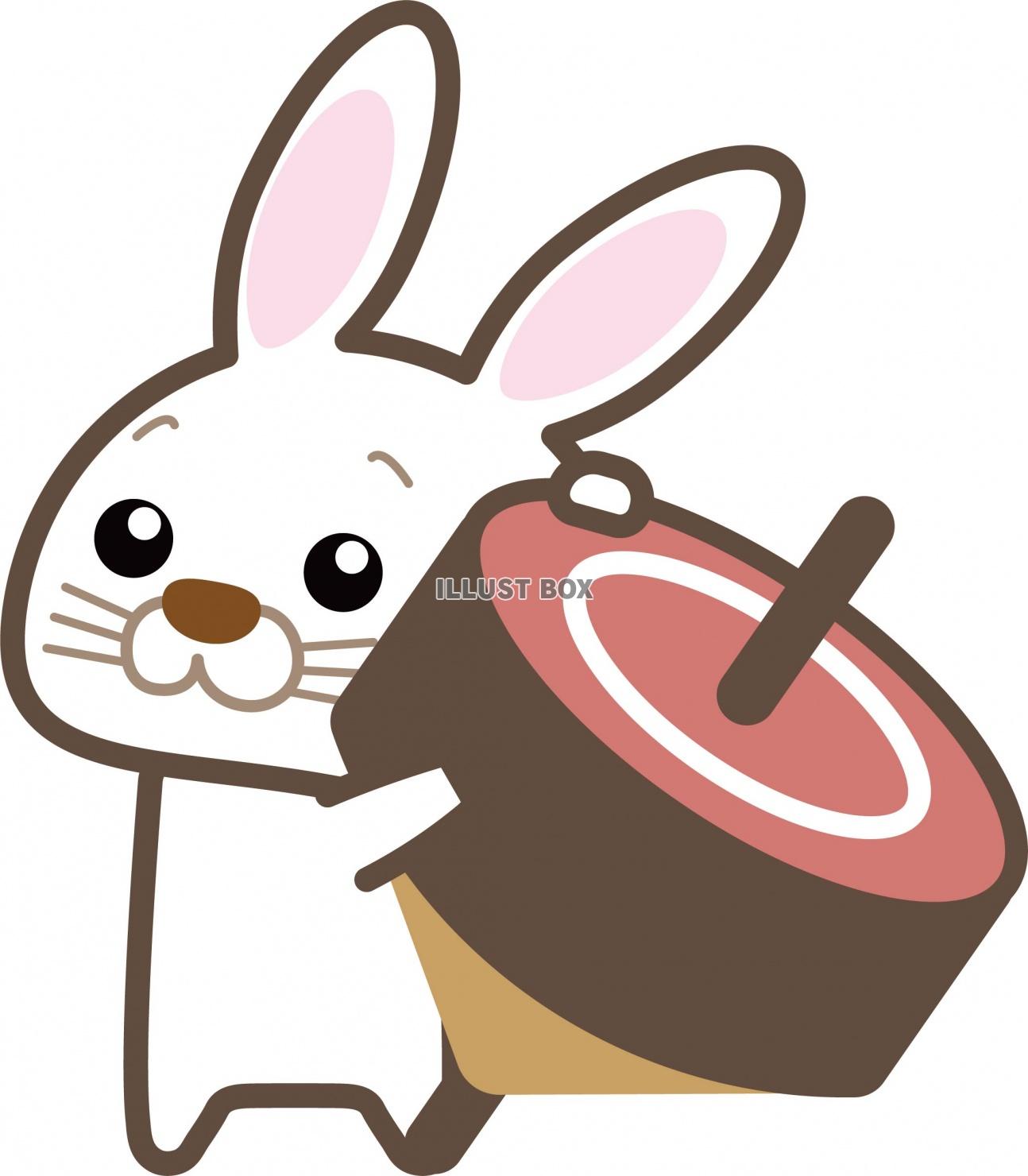 2023年干支卯年 うさぎ年 の年賀状・正月素材・羽根つきをしているかわいいウサギさんのイラスト素材無料の年賀状素材TemplateBox