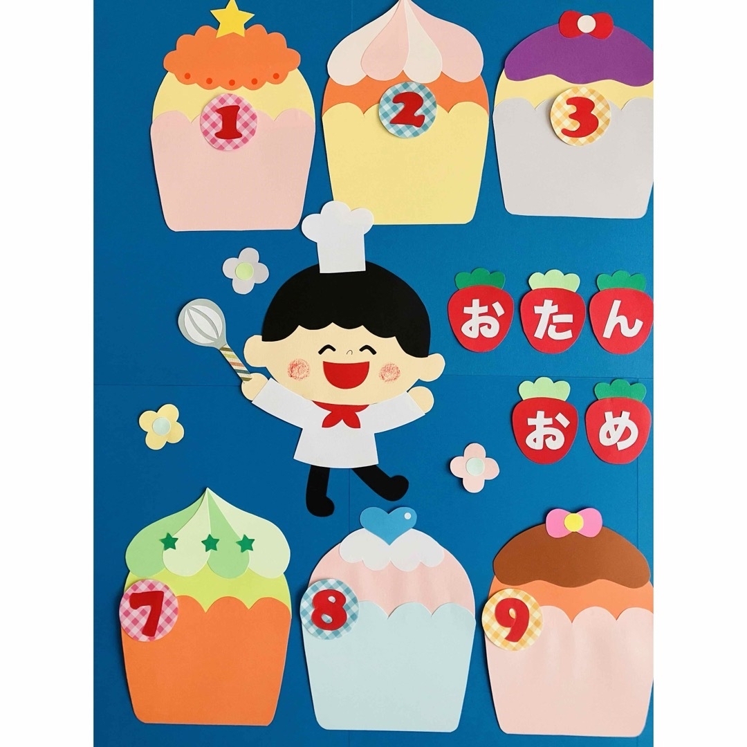 壁面 カップケーキセット メッセージカード壁面 カップケーキセット メッセージカードスイートカップケーキ メッセージカード５つセットRooleypupu ルーリーププ