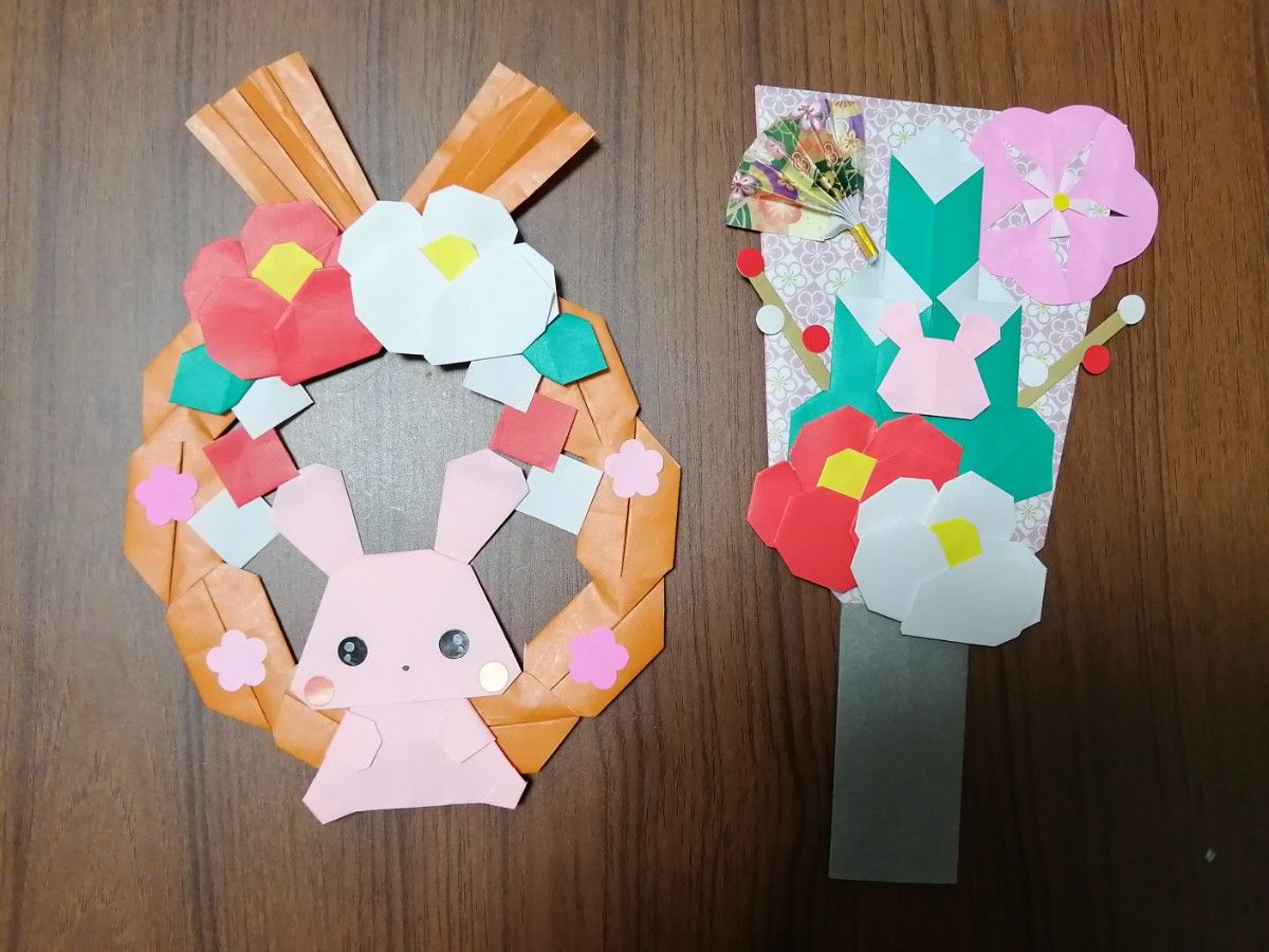 折り紙で正月リースの作り方！正月飾りに鶴のリースを簡単手作りセツの折り紙処