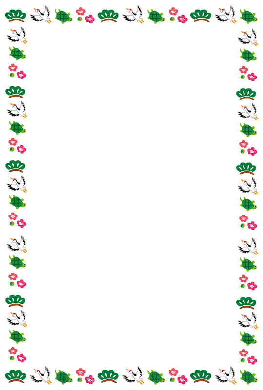 金の扇子と松竹梅の上下市松模様のお正月フレーム飾り枠イラスト無料イラスト かわいいフリー素材集 フレームぽけっと