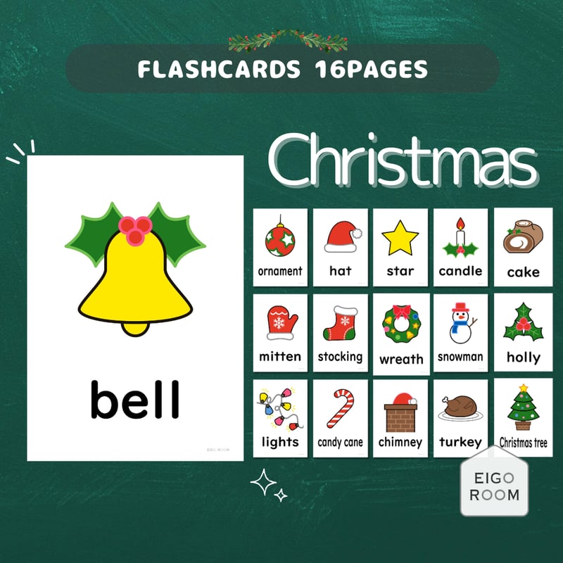 無料DL クリスマス絵カード フラッシュカード で楽しく英語を覚えよう♪ - ウシコスポストおうち英語と知育を楽しむ６歳ママのブログ