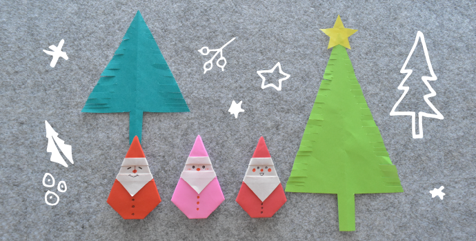簡単サンタクロース折り紙 折り紙１枚で ☆クリスマス工作origami☆はにゃ！☆手作りおもちゃ箱☆ 牛乳パック等で簡単工作
