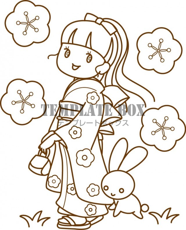 お正月」の塗り絵 - ぬりえやさんドットコム