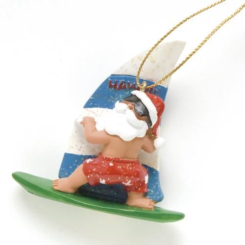 ハワイのサンタクロース クリスマスオーナメント ５個 サーフィン 海水浴 カヌ