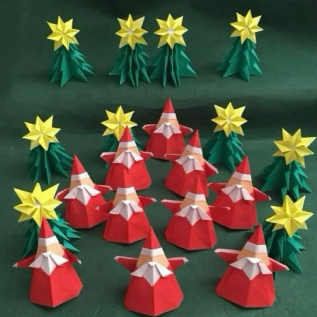 かんたん折り紙で作るクリスマスツリー壁面飾り 音声解説あり How to make an easy Christmas tree walldecoration with origami