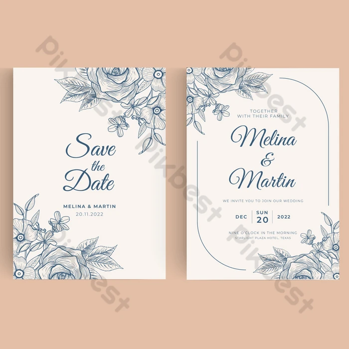 美しい結婚式の招待状カードチラシテンプレートデザイン PSD 無料ダウンロード - Pikbest