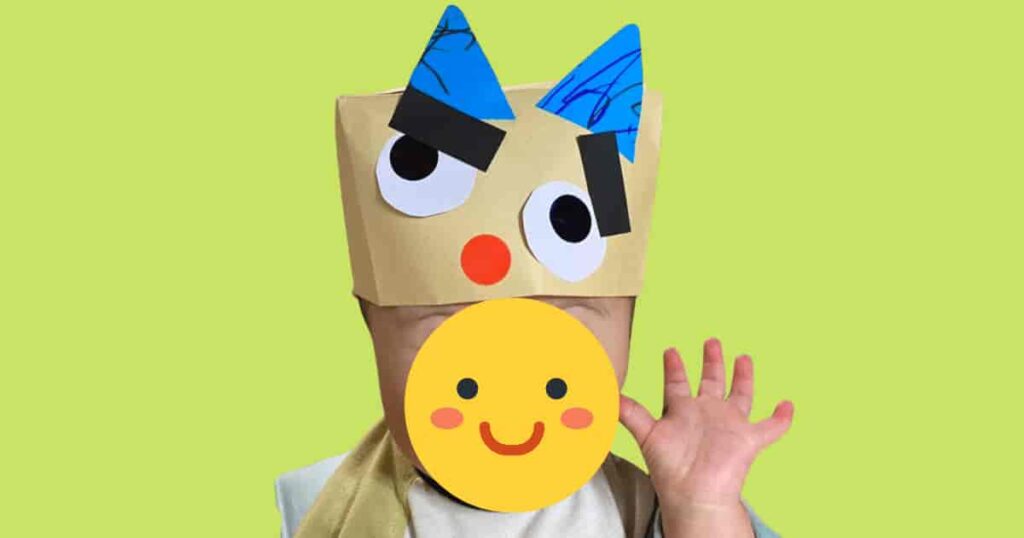 節分 鬼のお面製作 乳児も楽しめる色画用紙を使ったお面の作り方