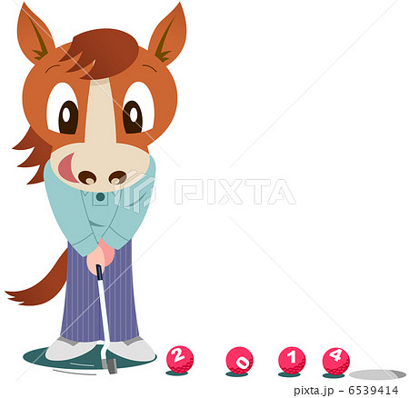 ゴルフ馬パット可愛い午年の年賀状テンプレート年賀状2026無料午年の年賀状テンプレートと馬のイラスト年賀状 でざいんばんく