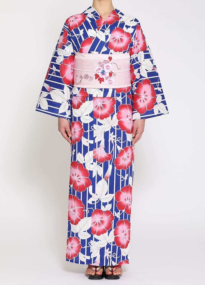 楽天市場10 4 20:00〜10 9 01:59まで最大2,000円OFFクーポン 浴衣 レトロ レディース セット 変わり織り浴衣３点セット「濃紫色に朝顔とねこ」 浴衣 朝顔 猫柄 紫 : 和 なでしこ