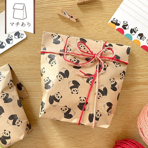 パンダのギフトバッグ 5枚入 マチあり紙袋 ペーパーバッグ ラッピング袋 動物 可愛い クリスマスギフト バレンタインiichi日々の暮らしを心地よくするハンドメイドやアンティークのマーケットプレイス