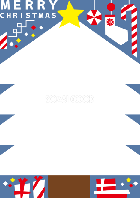 クリスマスカラーのメッセージカードフレーム無料イラスト素材素材ラボ