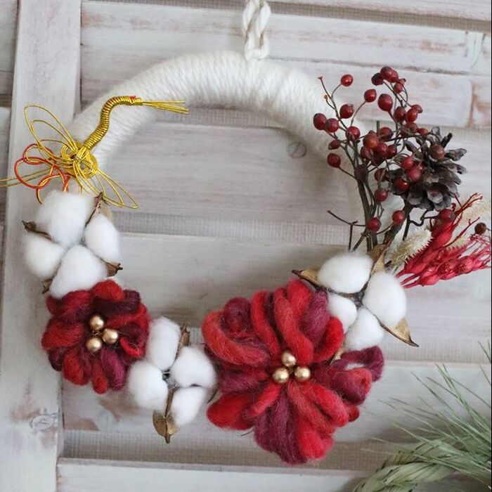 東京のフラワーのワークショップ：お正月☆しめ縄リースCraftie クラフティ