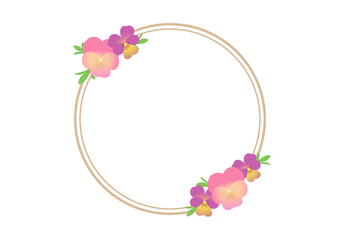 ピンクの花の手描きの春っぽいフレーム飾り枠 イラスト素材6559621- フォトライブラリ