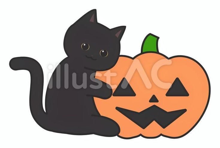ハロウィンの黒猫のシルエット無料のAi・PNG白黒シルエットイラスト