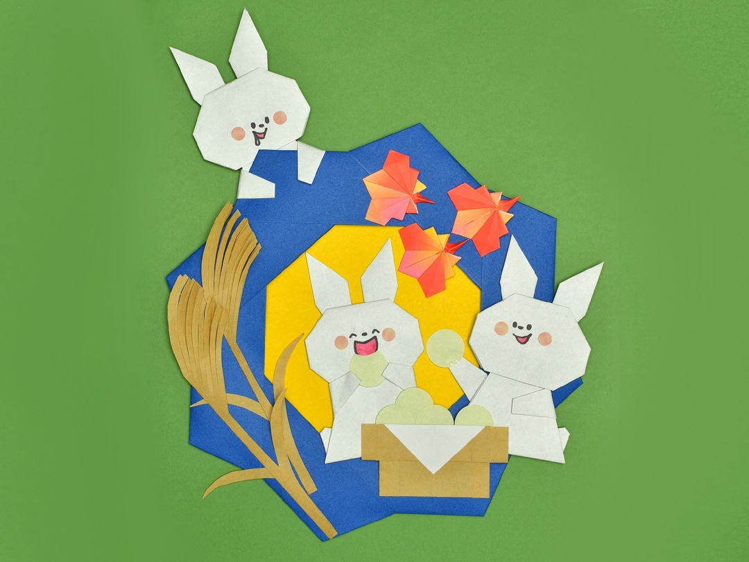 気球に乗ったお月見うさぎの製作アイデア