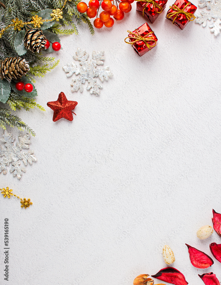 赤クリスマスオーナメント壁紙イラストのフリー素材イラストイメージ