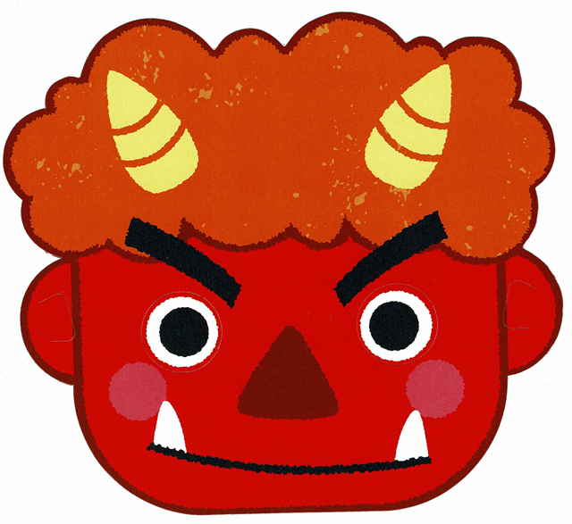 鬼のお面 線画無料イラスト素材素材ラボ