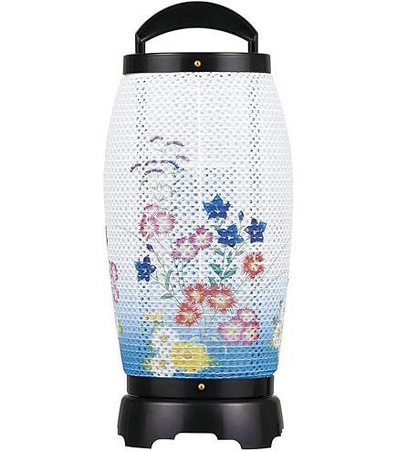 新盆・初盆用白提灯 国産 卓上吊り台付きミニ盆提灯：小花柄 LED電子ローソク付き 盆ちょうちん 岐阜提灯 ミニ提灯 お盆用品 お盆飾り 迎え火送り火 ギフト 帰省 御進物 送料無料 - 仏壇仏具の仏縁堂