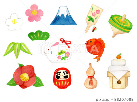 2023お正月の手描きイラストセットのイラスト素材94072182- PIXTA