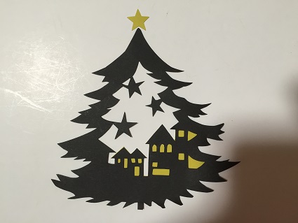 フリー図案No.290「サンタと靴下」の切り絵華色切絵公式サイト