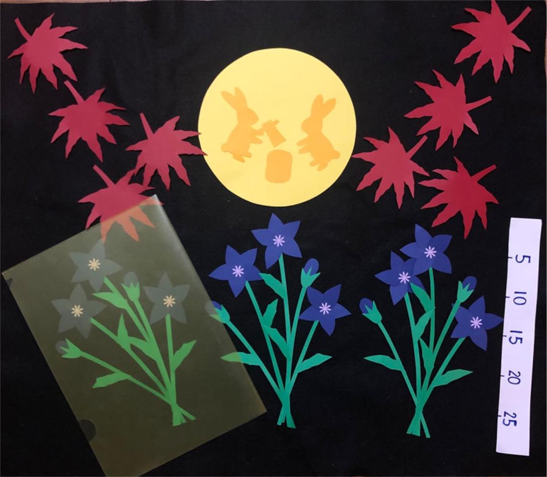 お月見壁面飾り① 壁面飾り 十五夜 秋壁面 桔梗