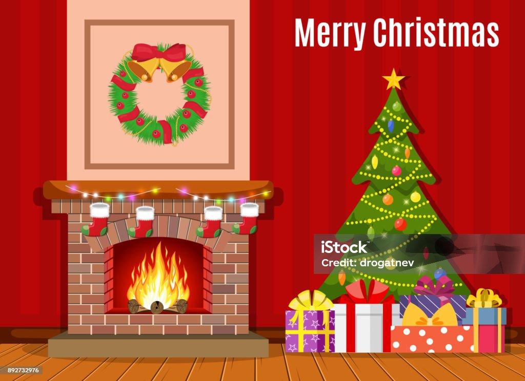 クリスマス 暖炉 かわいい イラスト無料 フリー90544素材Good