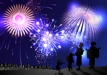 山の花火大会おしゃれ 縦 背景イラスト無料フリー183954素材Good