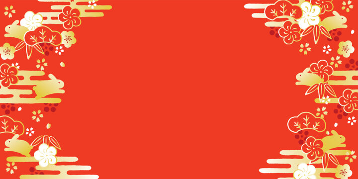 フリーイラスト水引と松竹梅のお正月背景パブリックドメインQ：著作権フリー画像素材集