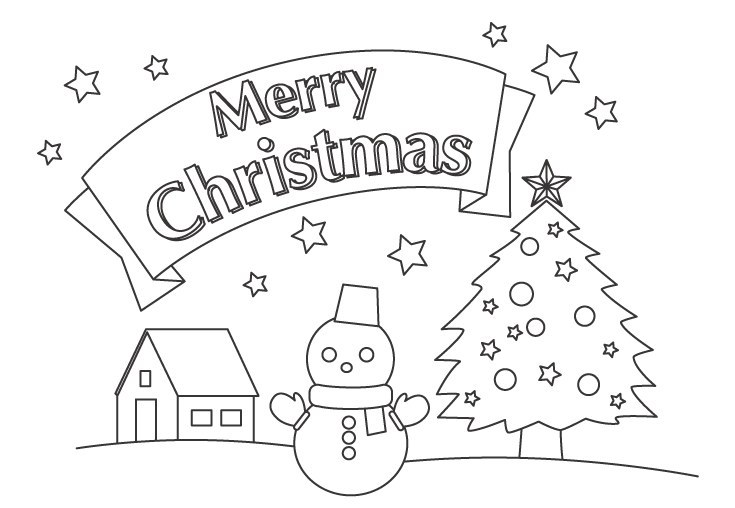 雪だるま - 子ども向けぬりえページ：クリスマス