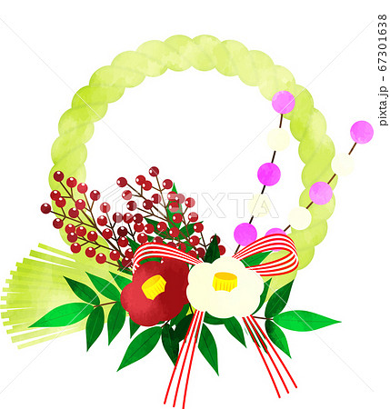 かわいい うり坊と正月飾り2019干支 亥年イノシシ フレーム枠イラスト無料フリー84184素材Good