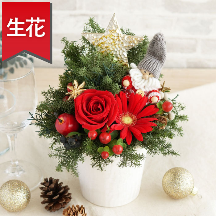 クリスマス スノー系 の造花アレンジ ナチュラルテイスト横浜ディスプレイミュージアム