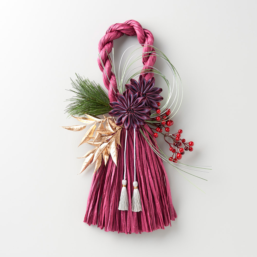 簡単お花紙と折り紙で作るしめ縄リースの作り方正月飾り１００均工作