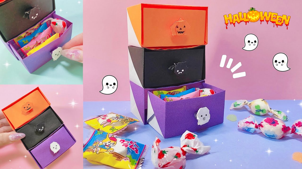 とっても簡単!！折り紙で作るお菓子のハロウィン💙Origami candy Halloween