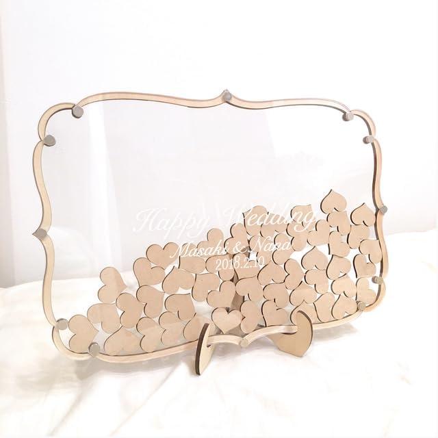 ハートドロップス 結婚証明書一体型結婚式のウェルカムボード 芳名帳・ゲストブック ハートドロップス 18名～100名様用 ラグジュアリーフレーム 結婚式のウェルカムボード 結婚証明書・芳名帳・ゲストブック 寄せ書き