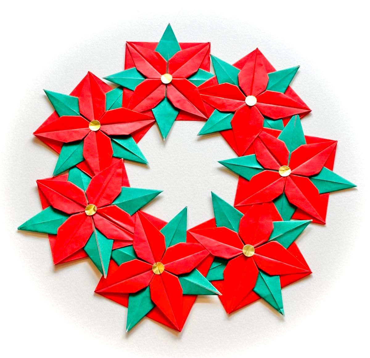 クリスマス飾り 簡単 12月 ポインセチア壁飾り 高齢者レク Poinsettia wall decoration