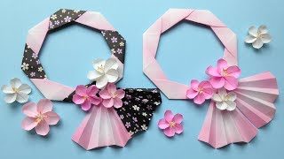 折り紙 お正月飾りリース ★ ハンドメイド 壁面飾り 新年 巳年 迎春