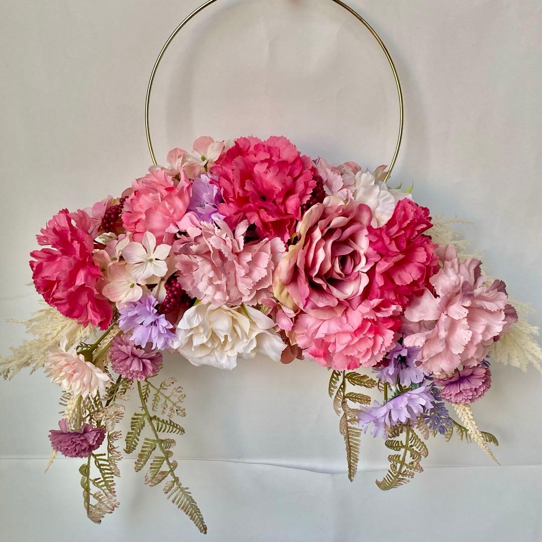 フープブーケ リングブーケ 桜ブーケ 桜 桜フープブーケ 高級造花 ご確認用 アーティフィシャルフラワーブーケ 結婚式 フープブーケ ウエディングナチュラルエレガント系エアリーなフープブーケ アーティフィシャルフラワー 造花ブーケ 結婚式 前撮り パープル