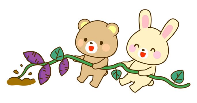 お芋掘りする子供 男の子 の無料 フリー イラストかわいい手描きの無料素材「てがきっず」保育園・小学校・介護施設にぴったりのフリー素材イラスト