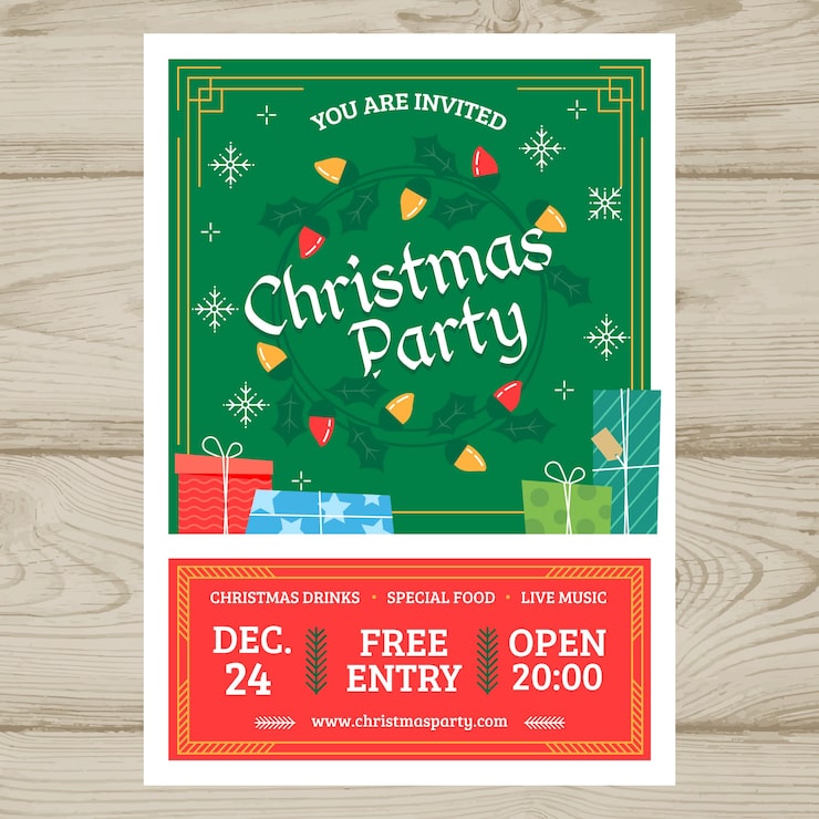 保育園のクリスマスパーティーの無料チラシテンプレート 8566 - デザインAC