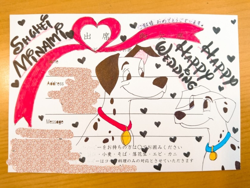 結婚式招待状 返信アート ミニオンTikTok