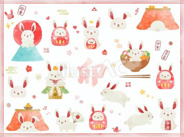 うさぎ 鏡餅 正月 卯年 うさぎ年 卯 兎 年賀状素材 年賀2023 かわいい シンプル イラストのイラスト素材86766140- PIXTA