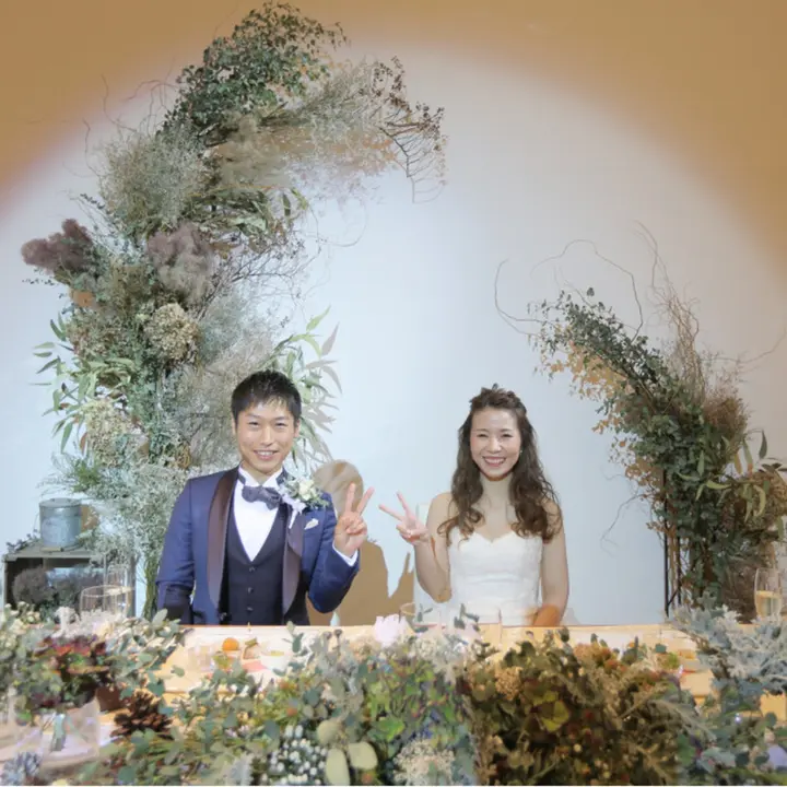 秋の会場装花 -ナチュラルな木の器-田園調布倶楽部様 3kukkaのウェディングフラワーデザインブック ブーケ・会場装花・花冠