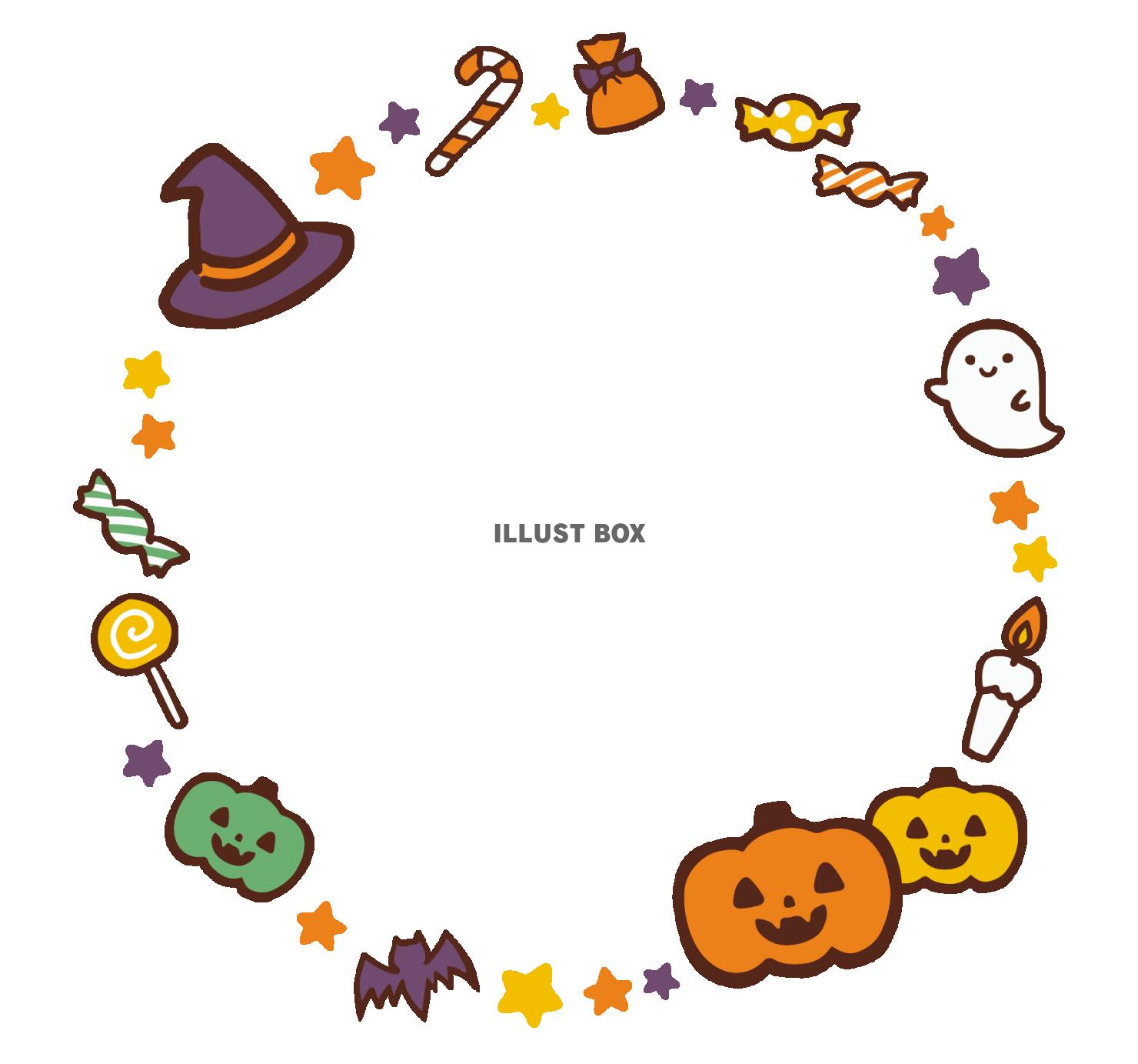 ハロウィンカラーのストライプ柄の丸フレーム素材商用OKの無料イラスト素材サイト ツカッテ