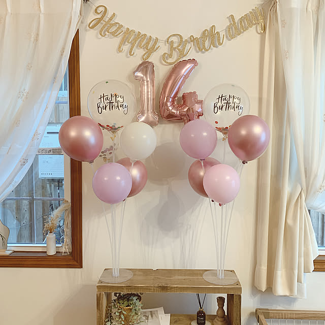 ローズゴールド バルーン パーティー ウエディング バースデー 飾り付け セット 誕生日 女の子 1歳 ハート 風船 ハーフバースデーバルーンスタンド deerzon -セカンドセンス - プレゼント＆ギフトのギフトモール パーティー誕生日?数字誕生日風船?飾り付け バルーン