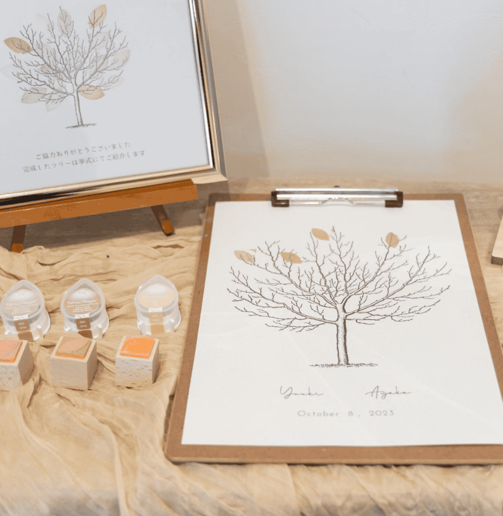 ゲスト参加型結婚証明書ウエディングツリー作成します 結婚式のウェルカムスペースに配置♪ゲスト様が作るアートココナラ