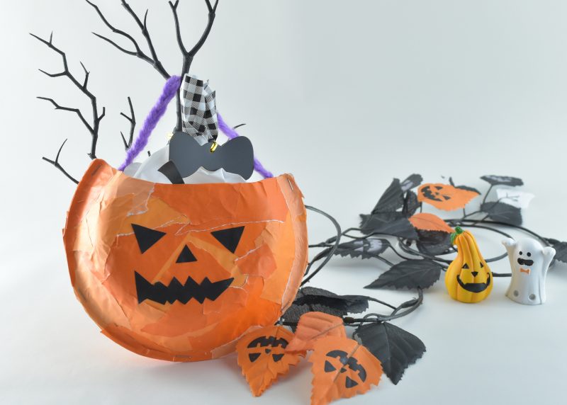 紙コップのハロウィンバッグの作り方 簡単でかわいいカボチャとネコ