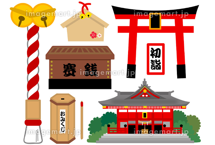 初詣のフリーイラスト - 参拝するお正月の無料素材 - チコデザ